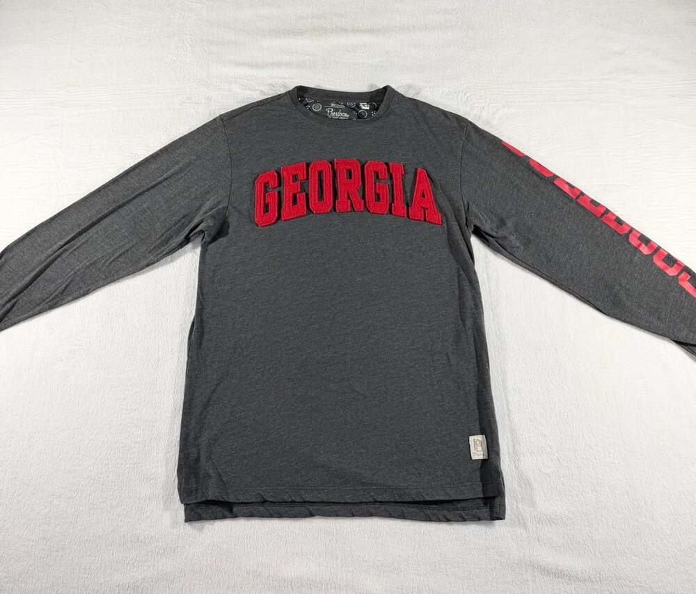 Pressbox Georgia Bulldogs Embossed Logo Long Sleeve T-Shirt Medium Charcoal Gray